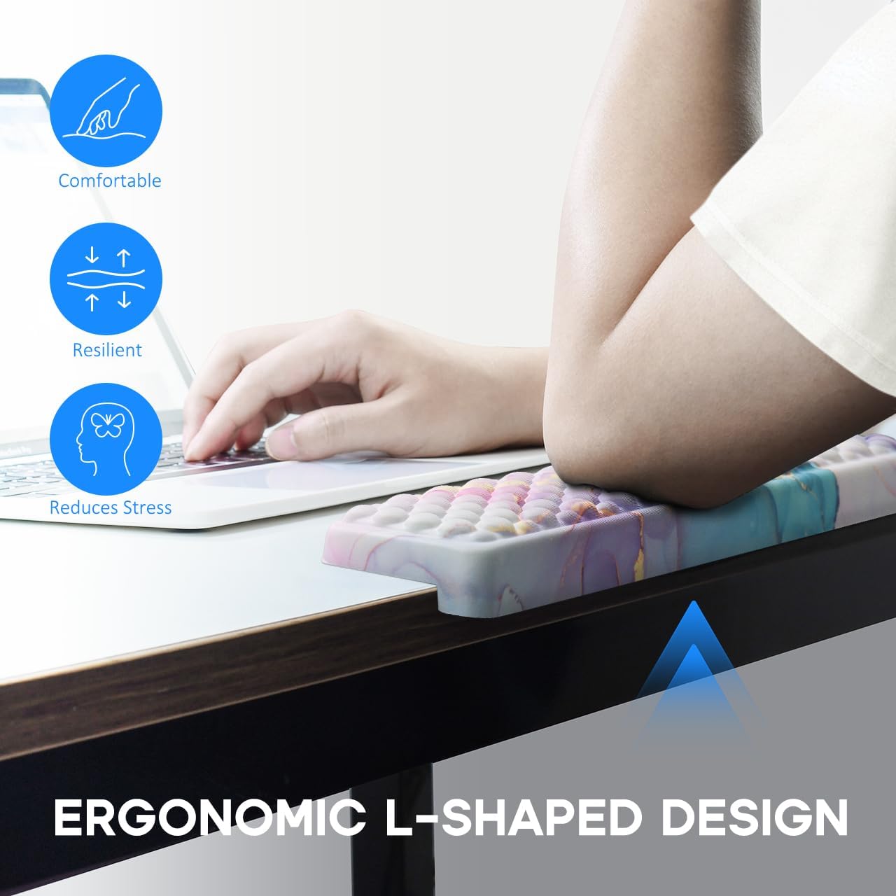 JIKIOU L-Shaped Desk Elbow Pad for Desk, Memory Foam Elbow Support Padding with Non-Slip, 2 Pack Ergonomic Desk Edge Cushion, Wrist Comfort Support for Office Home Black