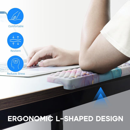 JIKIOU L-Shaped Desk Elbow Pad for Desk, Memory Foam Elbow Support Padding with Non-Slip, 2 Pack Ergonomic Desk Edge Cushion, Wrist Comfort Support for Office Home Black