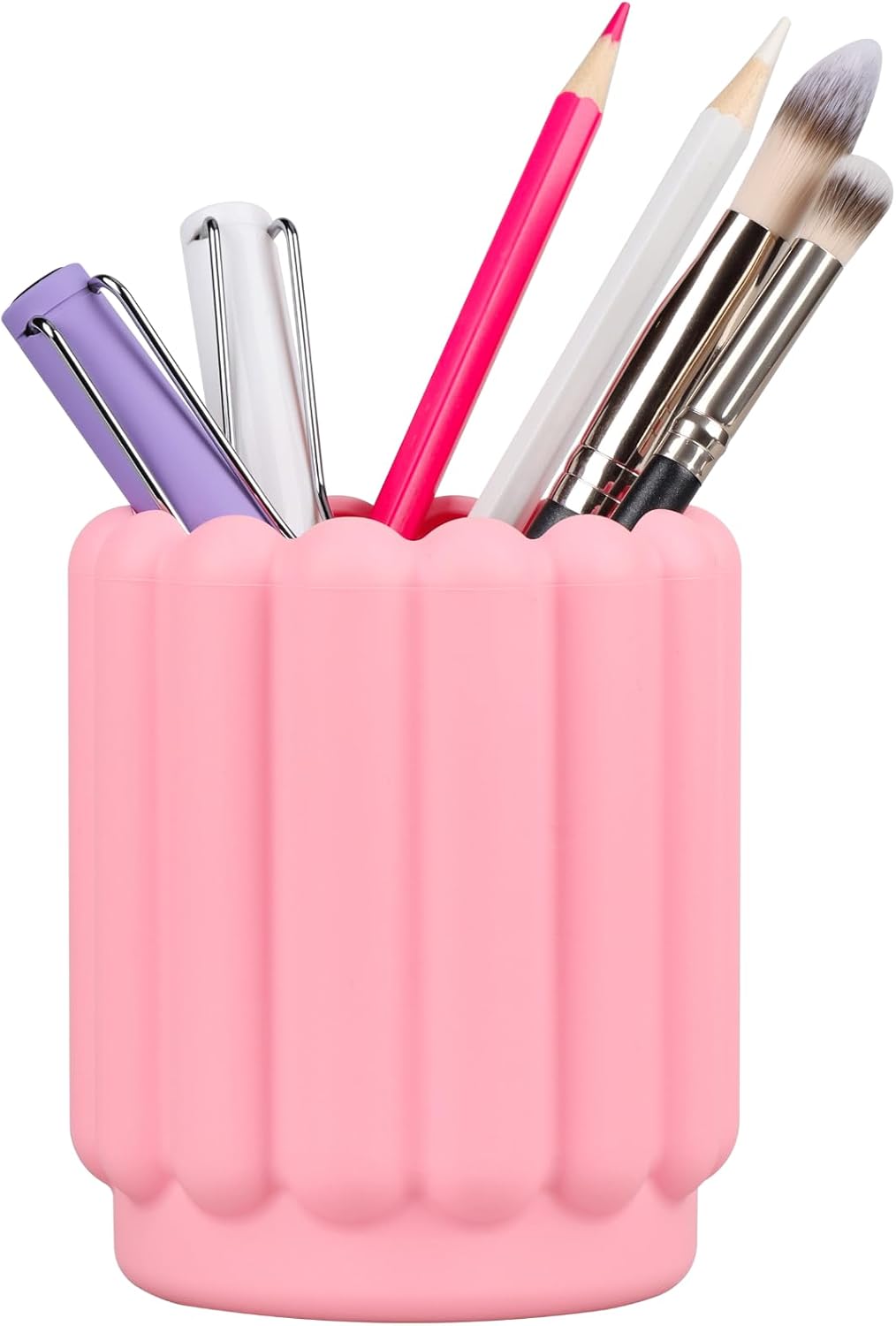 Silicone Pen Holder, Pencil Holder Cute Pens Cup for Desk for Kids Office Decor Desk Accessories Pen Pot Desk Organizer (White)