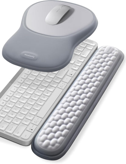 meatanty Keyboard and Mouse Wrist Rest Set, Ergonomic Wrist Pad Support, Computer Hand Palm Rest Combo, Memory Foam Typing Desk Accessory Carpal Tunnel Cushion, Laptop Office Home School-Blue & Black