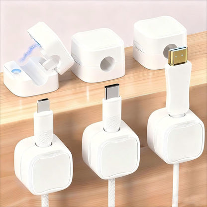 6-Pack Magnetic Cable Clips Cord Organizer-Cable Smooth Adjustable, Desk Cable Management Accessories, Wire Holder Keeper for Desktop,Nightstand,Home Office,Workspace,Phone-Black