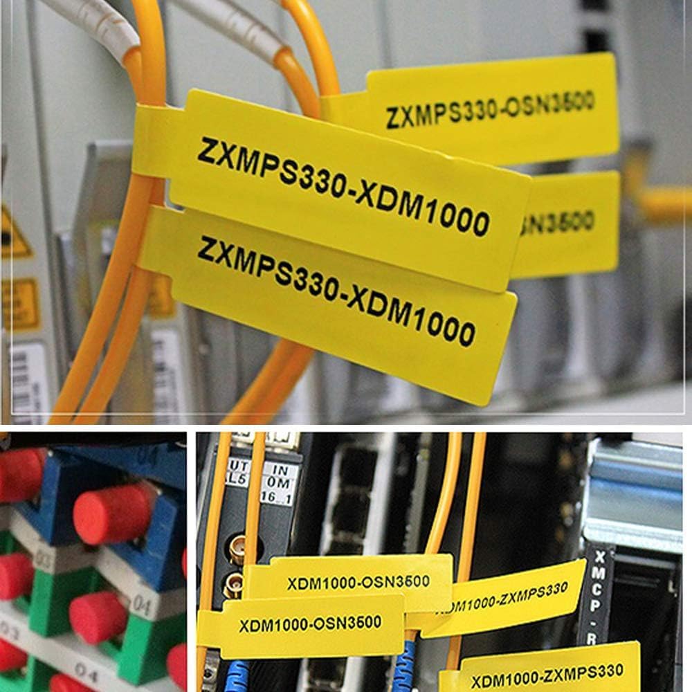 Phomemo D30 Label Maker Tape Cable Wire Label Tape, Black Print on White/Yellow/Red Sticker, 12.5mm x 74mm+35mm (3/8" x2 7/8"+1 3/8) Self-Adhesive Thermal Label Tape, 65-Tape/Roll, 3-Roll