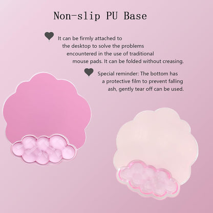 Cloud Wrist Rest Keyboard Pink Mouse Pad Set with Wrist Rest Ergonomic Wrist Pad Memory Foam Non-Slip Base Cute Gradient Wrist Support for Computer Laptop Gaming Home Office Relief Typing Pain