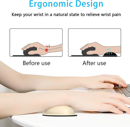 Dapesuom Keyboard Wrist Rest Set, Cute PU Leather Wrist Cushion for Computer Keyboard and Mousepad, Memory Foam Mouse Pad Rests Support with Non-Slip Base for Typing Pain Relief Laptop, Colonial White