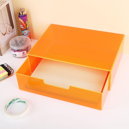 Gelite Acrylic Desk Organizer with Drawer for Makeup Vanity Stackable Desktop Storage Box for Office Supplies, 13.8 x 9.8 x 3.9’’, Neon Green