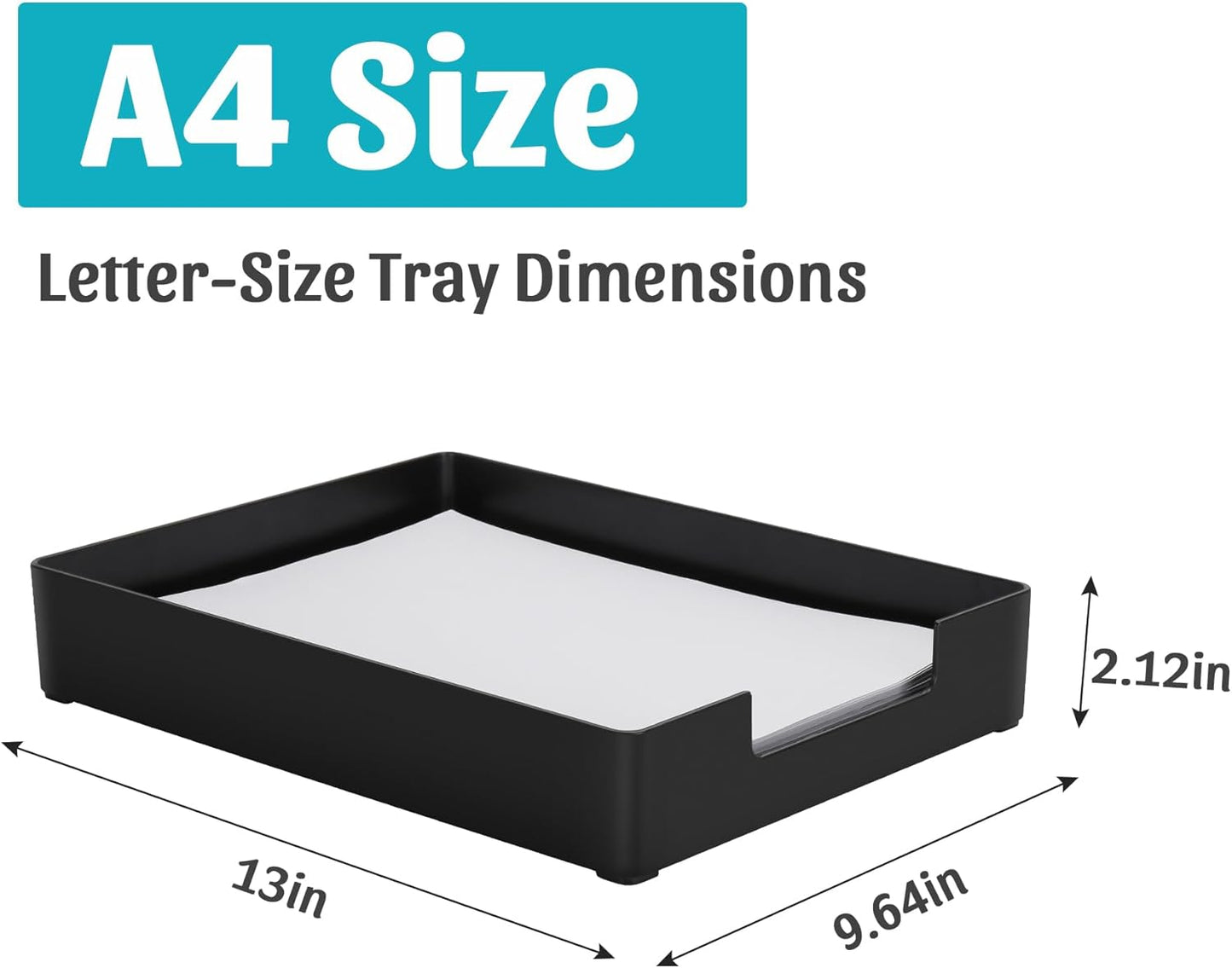 Letter-Size Tray Desk Letter Tray Paper Tray, Sturdy Heavy-Duty Plastic Printer Paper Tray, Single-Tier Stackable File Storage Organizer for Office Home (Clear)