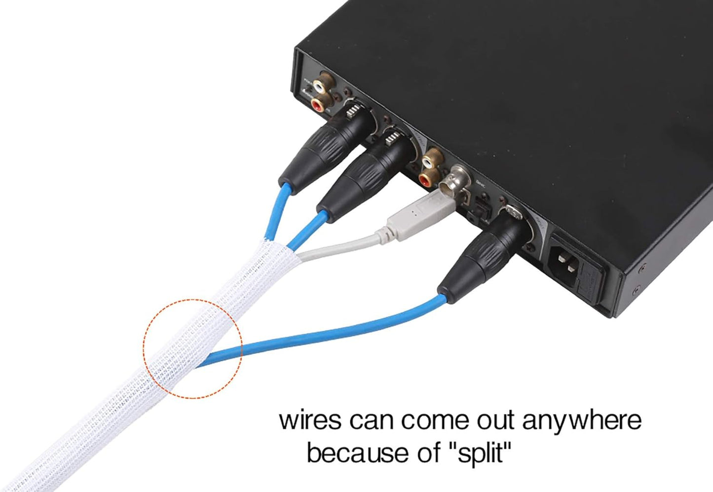 Alex Tech 10ft - 1/2 inch Cord Protector Wire Loom Tubing Cable Sleeve Split Sleeving For USB Cable Power Cord Audio Video Cable – Protect Cat From Chewing - Black