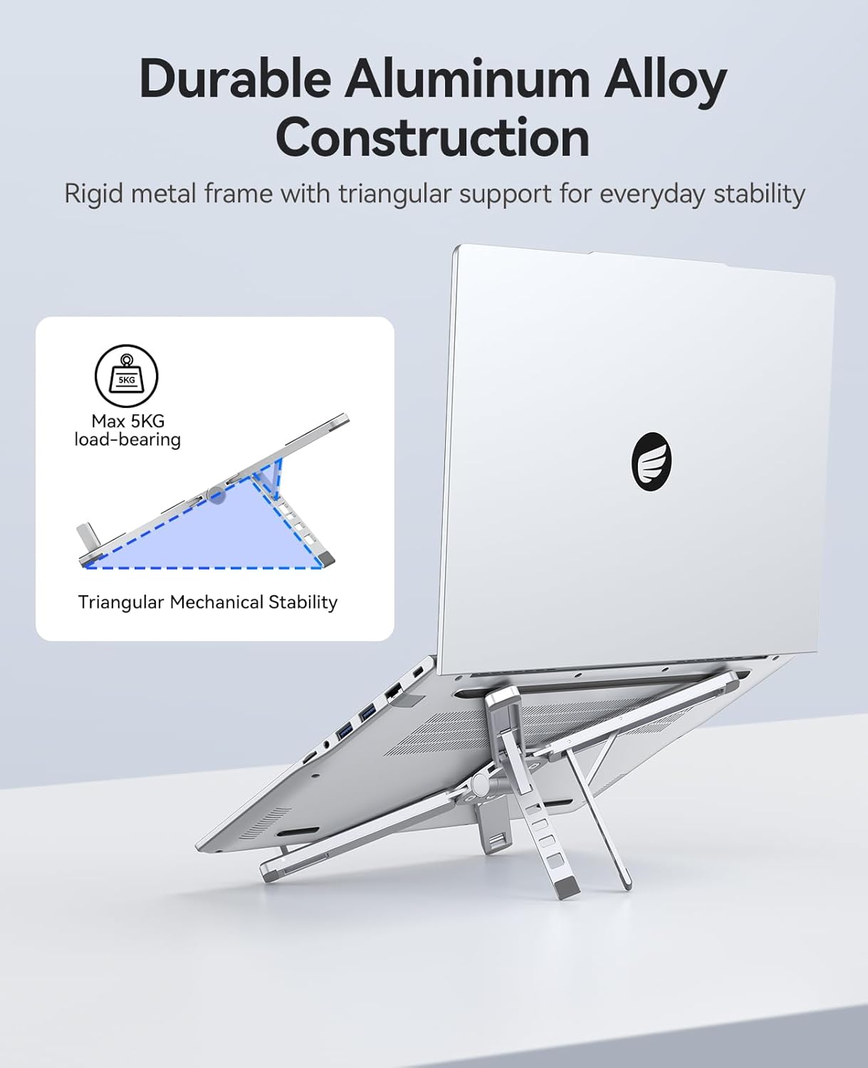 ORICO Portable Laptop Stand for Travel & Desk, Ultra-Compact Foldable Aluminum 3-in-1 Riser for Laptop, Tablet & Phone, 5 Adjustable Heights, Compatible with MacBook/HP/Dell/iPad/iPhone – PN1 (Gray)