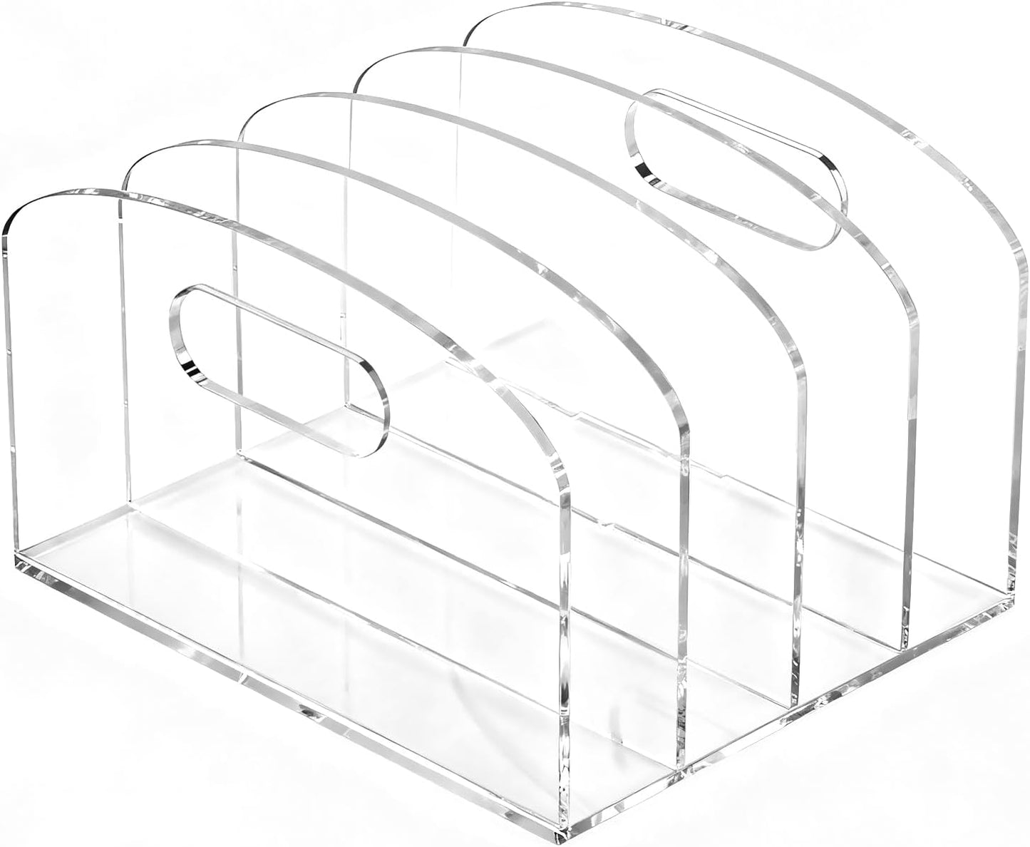 Jumyee Clear Acrylic File Folder Organizer with Handle – Portable Hanging File Box for Letter/A4, See-Through Desktop File Storage for Home Office School (No Folders Included)