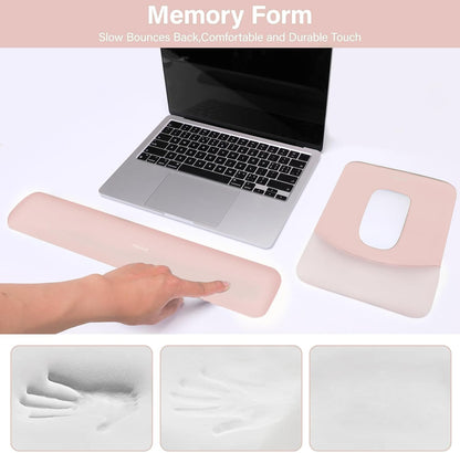 MOSISO Wrist Rest Support for Mouse Pad&Keyboard Set, Rectangular Ergonomic Mousepad Non-Slip Base Home/Office Pain Relief&Easy Typing Pad with Neoprene Cloth&Raised Silicone Lining, Green