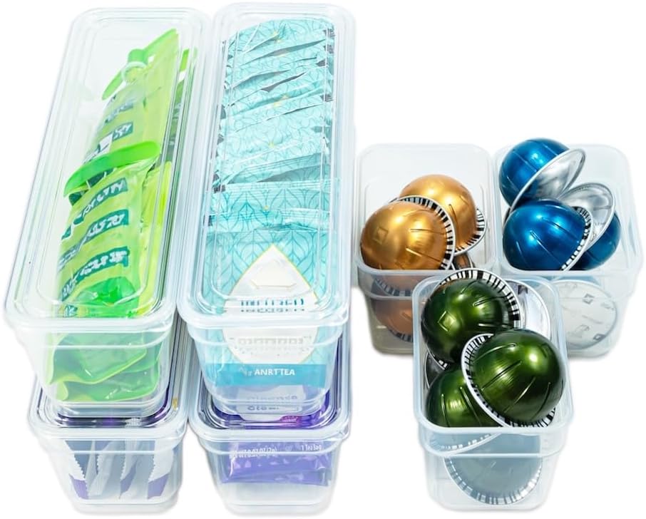 Best Kept 6 Bin Pack, Long Home Organizer Storage Boxes with Lids, Translucent Clear