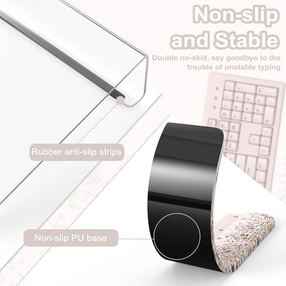 HAOCOO Ergonomic Keyboard Rest Wrist Pad,Comfortable Keyboard Wrist Rest Holder, 3-Level Height Adjustment Acrylic Keyboard Stand, Easy Typing Desk Accessories, Aesthetic Keyboard Riser for Desk