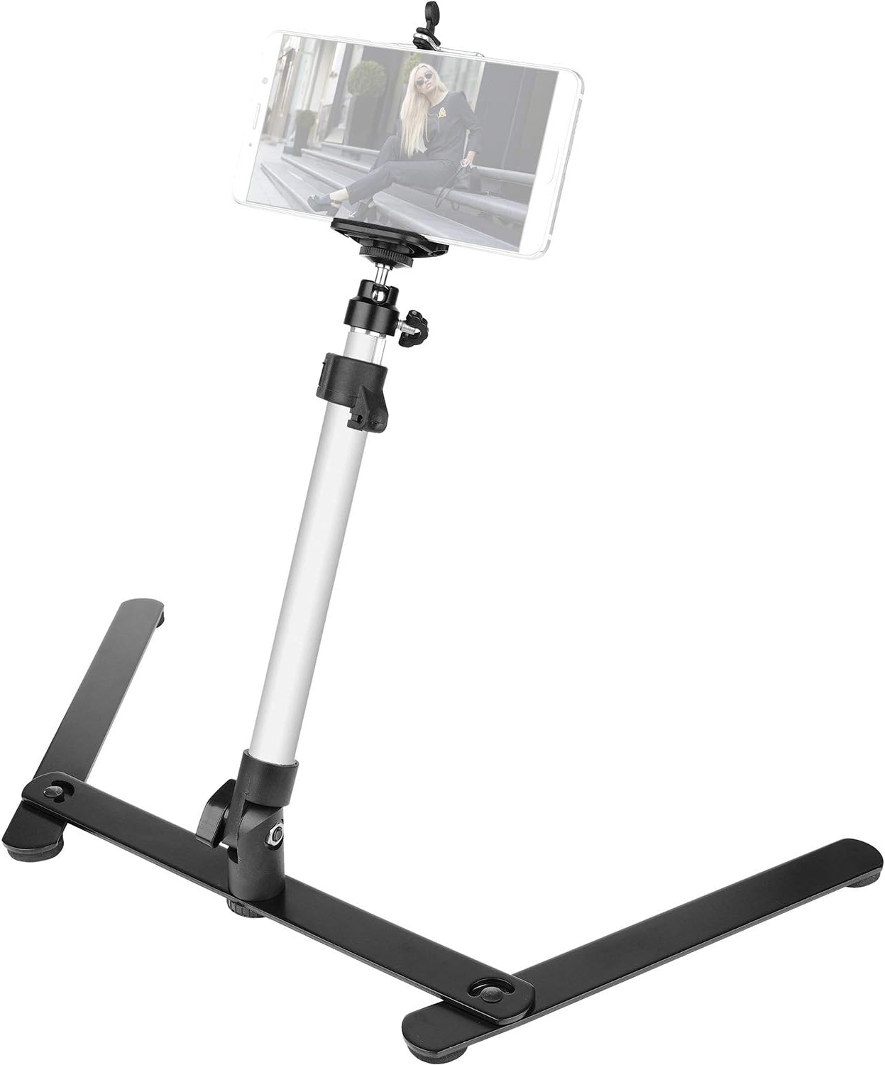 Overhead Video Stand Phone Holder Articulating Arm Phone Mount Table Top ChromLives Scissor Boom Arm Articulating Phone Stand Tablet Phone Holder for Streaming Phone Baking Crafting