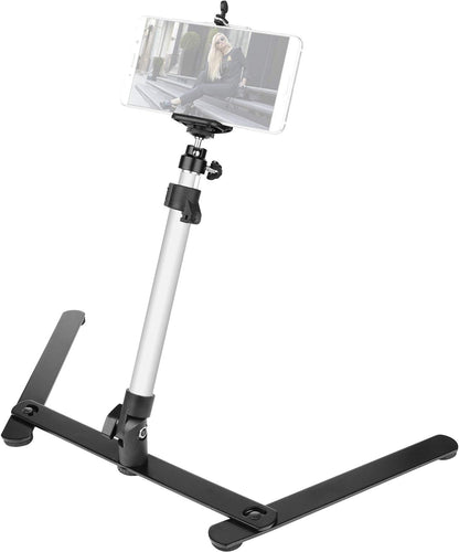 Overhead Video Stand Phone Holder Articulating Arm Phone Mount Table Top ChromLives Scissor Boom Arm Articulating Phone Stand Tablet Phone Holder for Streaming Phone Baking Crafting