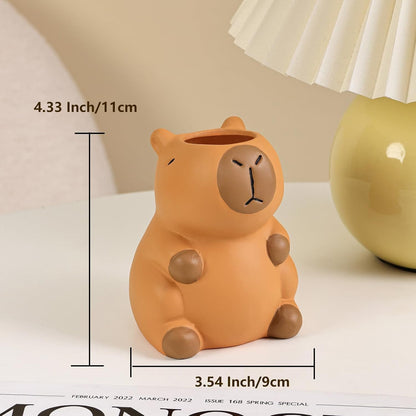 Pen Holder for Desk, Ceramic Capybara Cute Pencil Holder, Makeup Brush Holder, Desktop Organizer Storage Pen Cup for Office Home Decor