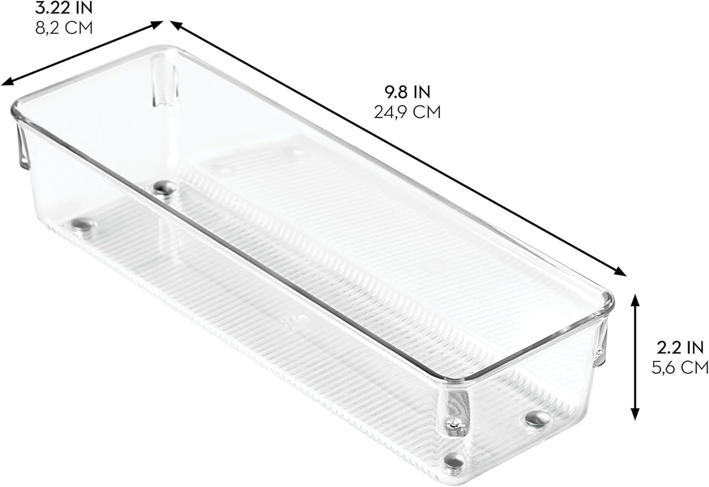 iDesign Plastic Drawer Organizer Bins - Storage for Kitchen, Bathroom, and Desk Drawers - Set of 6 - Clear