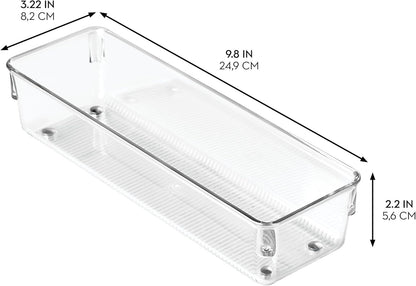 iDesign Plastic Drawer Organizer Bins - Storage for Kitchen, Bathroom, and Desk Drawers - Set of 6 - Clear
