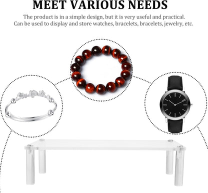 iplusmile Clear Acrylic Jewelry Stand 7.87X3.14X1.96In Single-Tier Display Organizer for Bracelets Watches and Accessories Compact Home Decor Display Shelf Riser