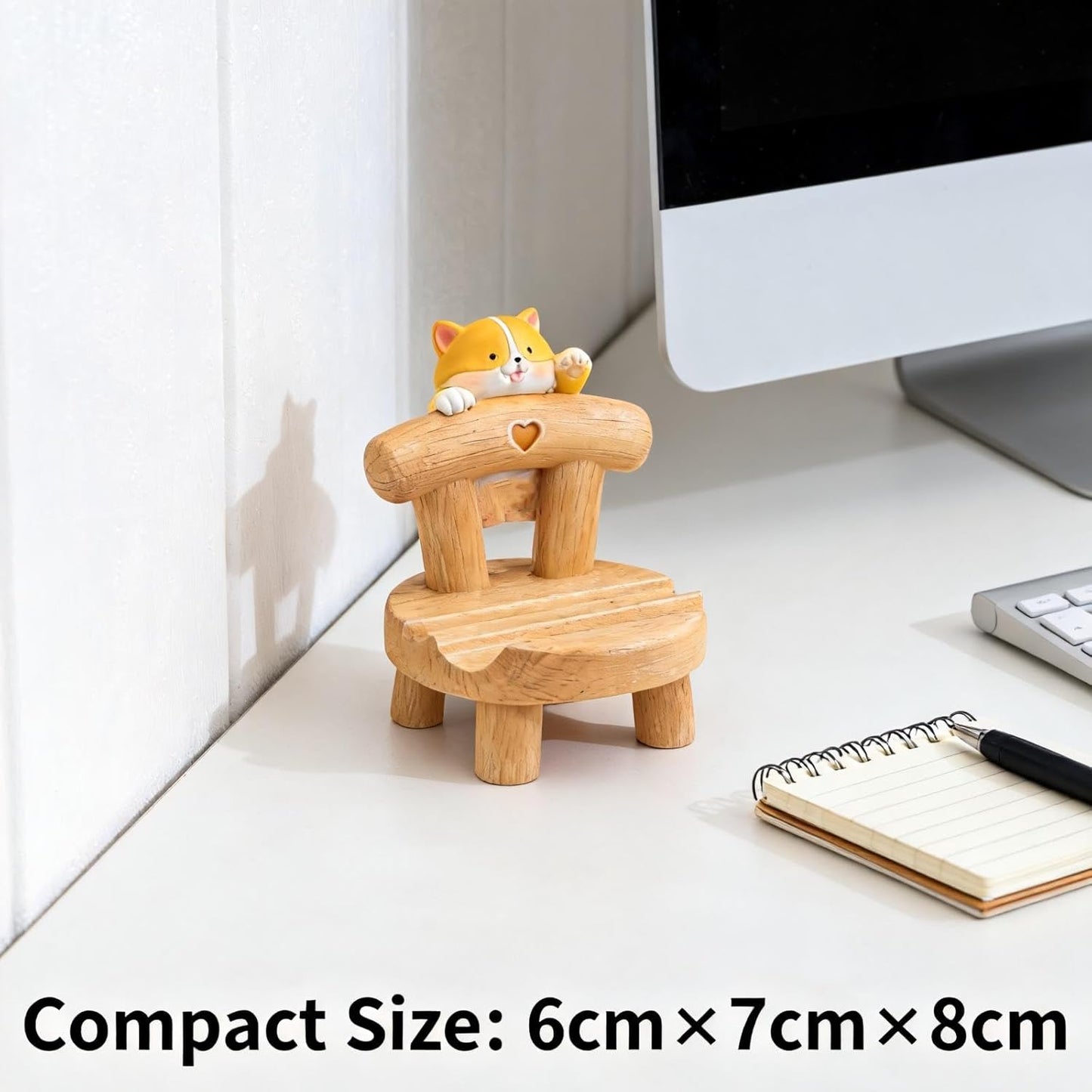 1PCS Cute Resin Phone Stand – Mini Desktop Holder for All Smartphones, Adorable Home Office Desk Decor Accessory (White cat)