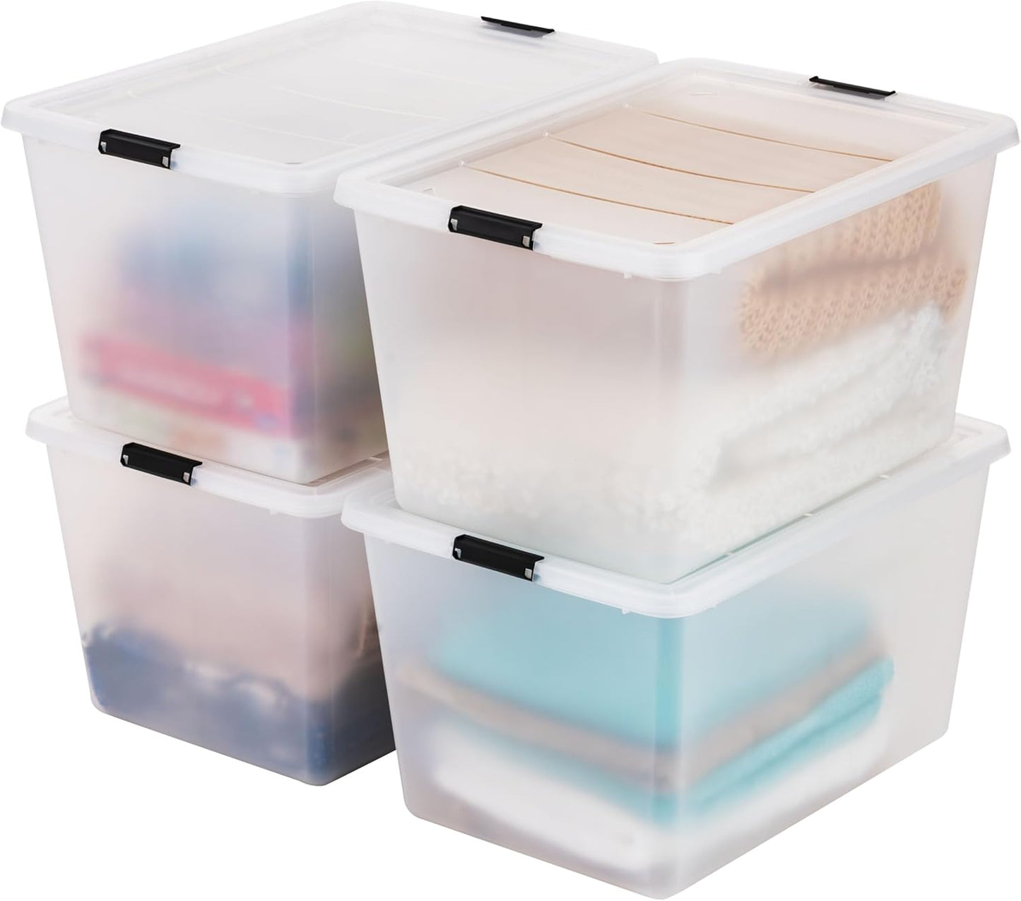 IRIS USA 18 QT Clear Storage Organizer with Removable Dividers, Stackable Plastic Storage Box with Lid, Modular Container for Crafts, Tools, Office & Pantry Organization