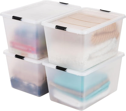 IRIS USA 18 QT Clear Storage Organizer with Removable Dividers, Stackable Plastic Storage Box with Lid, Modular Container for Crafts, Tools, Office & Pantry Organization