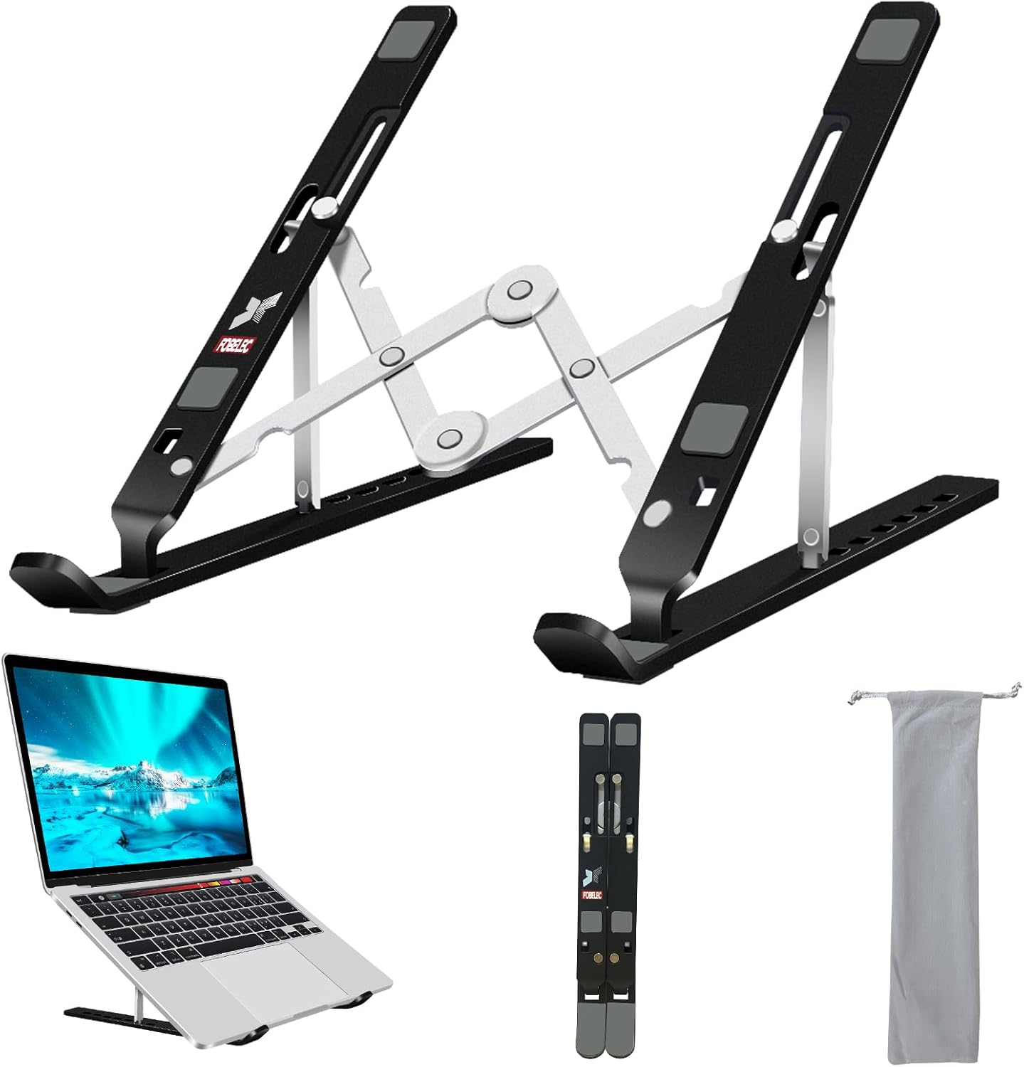 Laptop Stand, Computer Tablet Stand, Adjustable Aluminum Foldable Portable Laptop Holder Riser, Compatible with MacBook Air Pro, Lenovo, HP, Dell, More 10-15.6” Laptops and Tablets (Red)