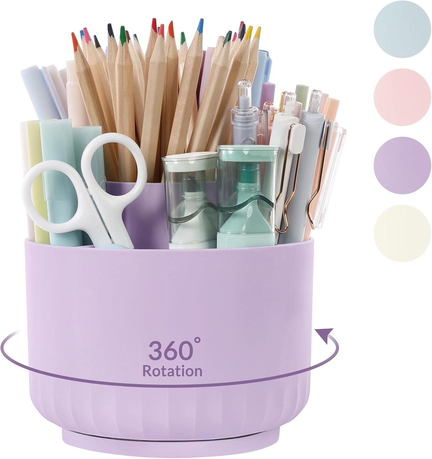 SKYDUE 360 Degree Rotating Pencil Pen Holder for Desk, Dual-Purpose Desk Organizer, Rotating Pencil Cup with 5 Slots, Office Supplies, Desk Decor for Office, School, Home