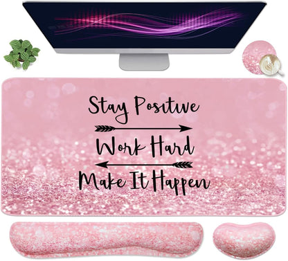 Large Mouse Pad and Keyboard Wrist Rest, Desk Pad for Keyboard and Mouse, 4-in-1 Large Gaming Mouse Pad with Wrist Support, Desk Mat for Home Office Study Game-Galaxy Fluid