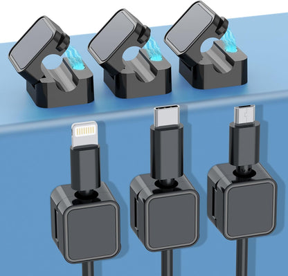 6-Pack Magnetic Cable Clips Cord Organizer, Adjustable Cable Holder Clips with Strong Adhesive for Desk, Wall, Car, Nightstand – Wire Organizer Cable Management for Home Office Phone Accessories(Pink)