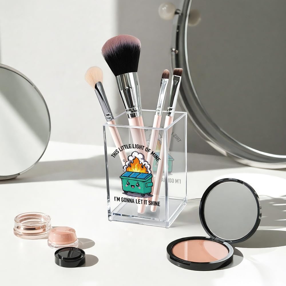 Everything is Figureoutable Acrylic Cosmetic Pencil Pen Holder Cup, Emotional Dumpster Fire Pencil Pen Holder Cup, Therapy Gifts, Mental Health Gifts for Women Colleague Boss Teacher