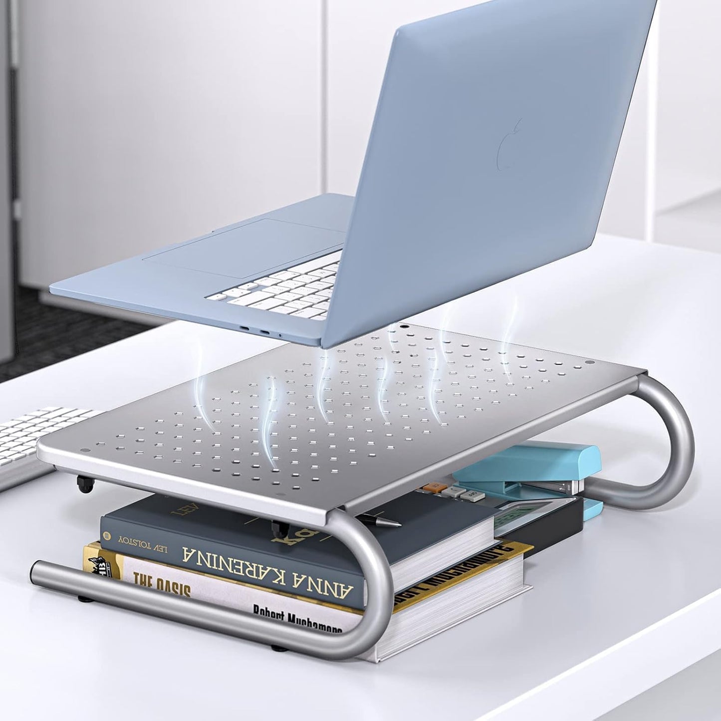 HUANUO Monitor Riser for Desk, Desk Organizer,Laptop Shelf w/Vented for Screen, Computer Stand for PC, Printer, for Home & Office