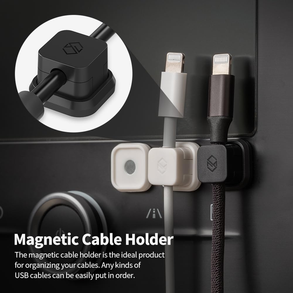 Sinjimoru Magnetic Cable Clips, Multipurpose Cable Management for Car and Office Supplies Self Adhesive Cable Organizer Clip. Magnetic Cable Holder 3pcs White