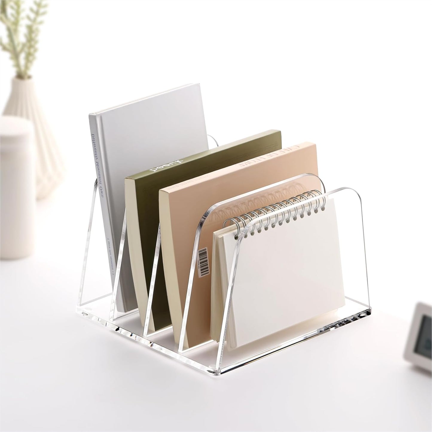 YUXUN Desk File Organizer,5-Section Vertical Clear Acrylic Desk Organizer File Holder Mail Sorter Office Organization for Office Home &Classroom（B5）
