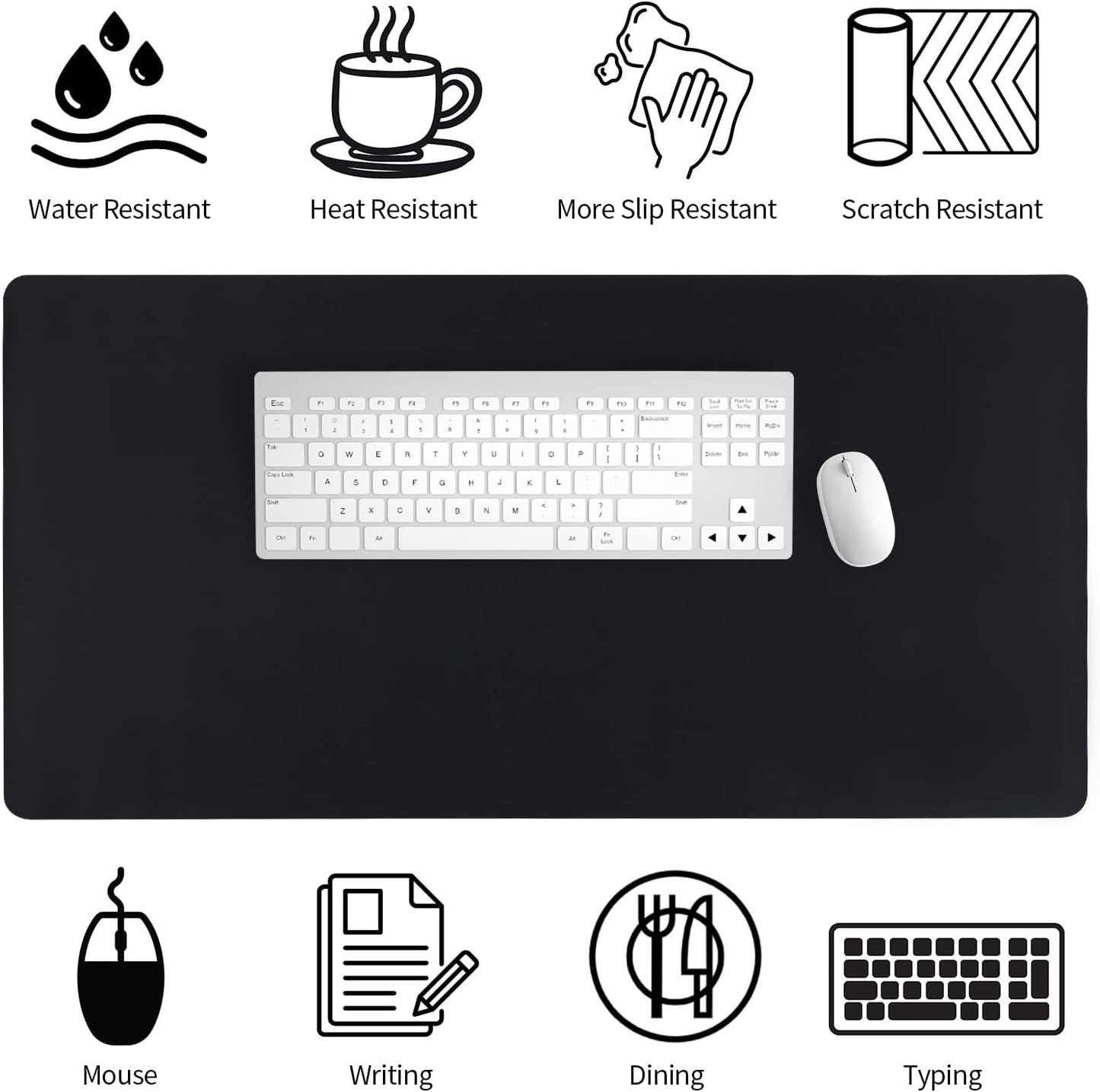 Bloss Leather Desk Pad and Keyboard Wrist Rest, Large Mouse Pad + Keyboard Pad+Mouse Wrist Support, Non-Slip Desk Mat Protector for Office, Home(31.5×15.7 Inches,Beige)