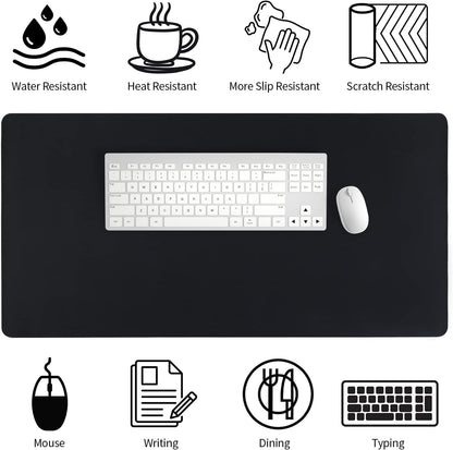 Bloss Leather Desk Pad and Keyboard Wrist Rest, Large Mouse Pad + Keyboard Pad+Mouse Wrist Support, Non-Slip Desk Mat Protector for Office, Home(31.5×15.7 Inches,Beige)