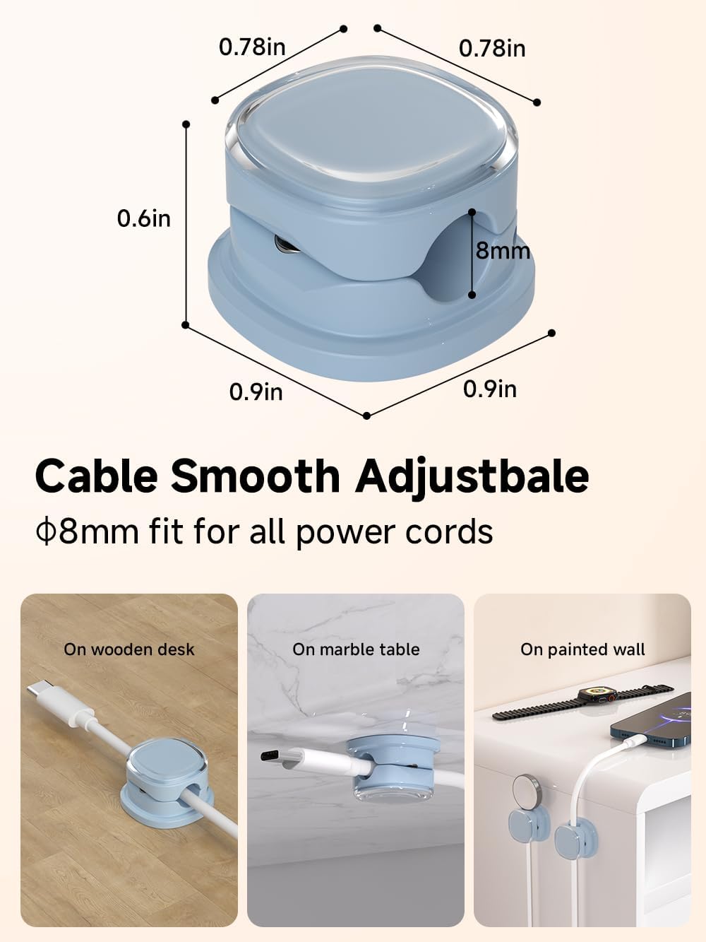 Magnetic Cable Clips, Adjustable Cord Holder Management, Adhesive Wire Keeper Organizer for Home Office Desk Phone PC Car Wall Desktop Nightstand Appliance (9-Pack Black Crystal)