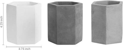 MyGift Pen Holder Pencil Holder For Desk,Pen Cup Holder For Desk,Concrete Desktop Pencil Cup,Modern Gray-Tone,Set of 3