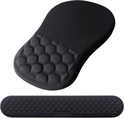 Mouse Pad Wrist Support, Laokiiy 2 in1 Keyboard Wrist Rest+ Ergonomic Mouse Pad, Non-Slip Wrist Rest for Computer Keyboard, Made Easy Typing & Relieve Wrist Pain（Banana Leaf Green）