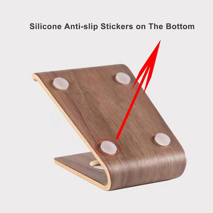 Wooden Cell Phone Stand, Universal Mobile Phone Holder Stand Non Slip Stable Desktop Phone Stand for iPhone, iPhone13,Samsung Galaxy Smartphones, iPad, Tablets Facetime Holder for Desk