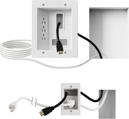 Mount-It! in-Wall TV Cable Concealer Kit with Recessed Power – Triple Outlet, 9ft Cord, and Hand Saw – Easy, Safe Cable Management for Organized TV and Home Theater Setups