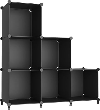 AWTATOS Cube Storage Organizer, Storage Cubes Shelves Bookshelf, 6 Cube Closet Organizers and Storage, DIY Stackable Plastic Clothes Organizer Shelving for Bedroom, Home, White