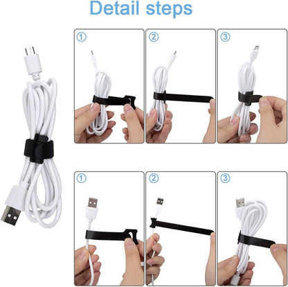 Nettbe 60 PCS 6 Inches Reusable Cable Ties, Adjustable Cord Straps Wire Organizer Cord Wrap and Hook Loop Cable Management