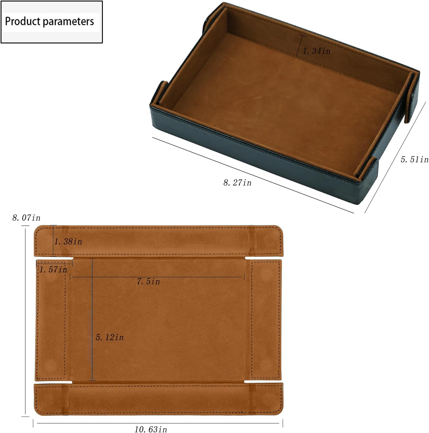 Valet Tray Desktop Storage Organizer Catchall Tray for Jewelry, Wallets, Watches, Keys, Coins, Phones, Glasses - Perfect for Nightstand, Desktop, Entryway table