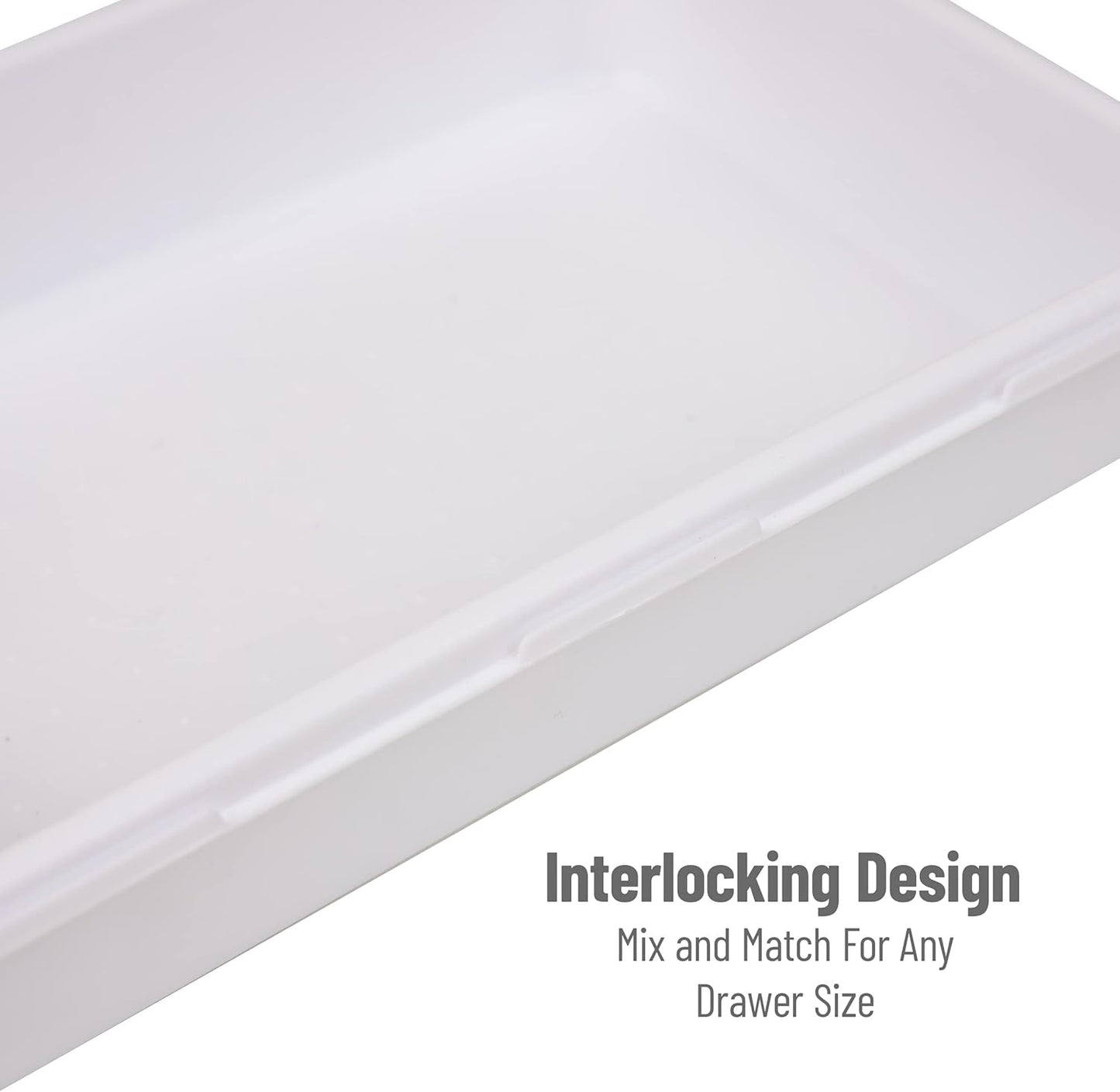 Mind Reader 8-Piece Drawer Organizer Set, Storage Trays for Kitchen, Bathroom, Office, Makeup, Jewelry & More, Junk Drawer Tray, Utensil Holder, Plastic, Clear