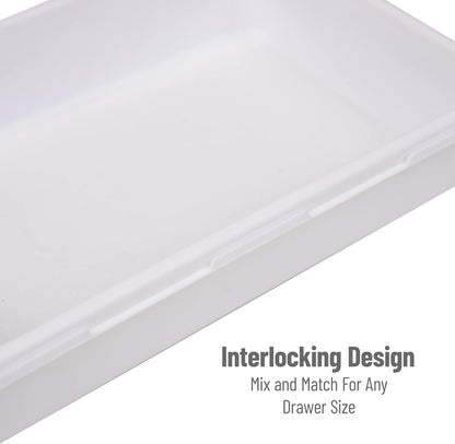 Mind Reader 8-Piece Drawer Organizer Set, Storage Trays for Kitchen, Bathroom, Office, Makeup, Jewelry & More, Junk Drawer Tray, Utensil Holder, Plastic, Clear