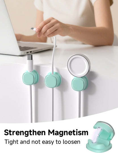 Magnetic Cable Clips, Adjustable Cord Holder Management, Adhesive Wire Keeper Organizer for Home Office Desk Phone PC Car Wall Desktop Nightstand Appliance (9-Pack Black Crystal)