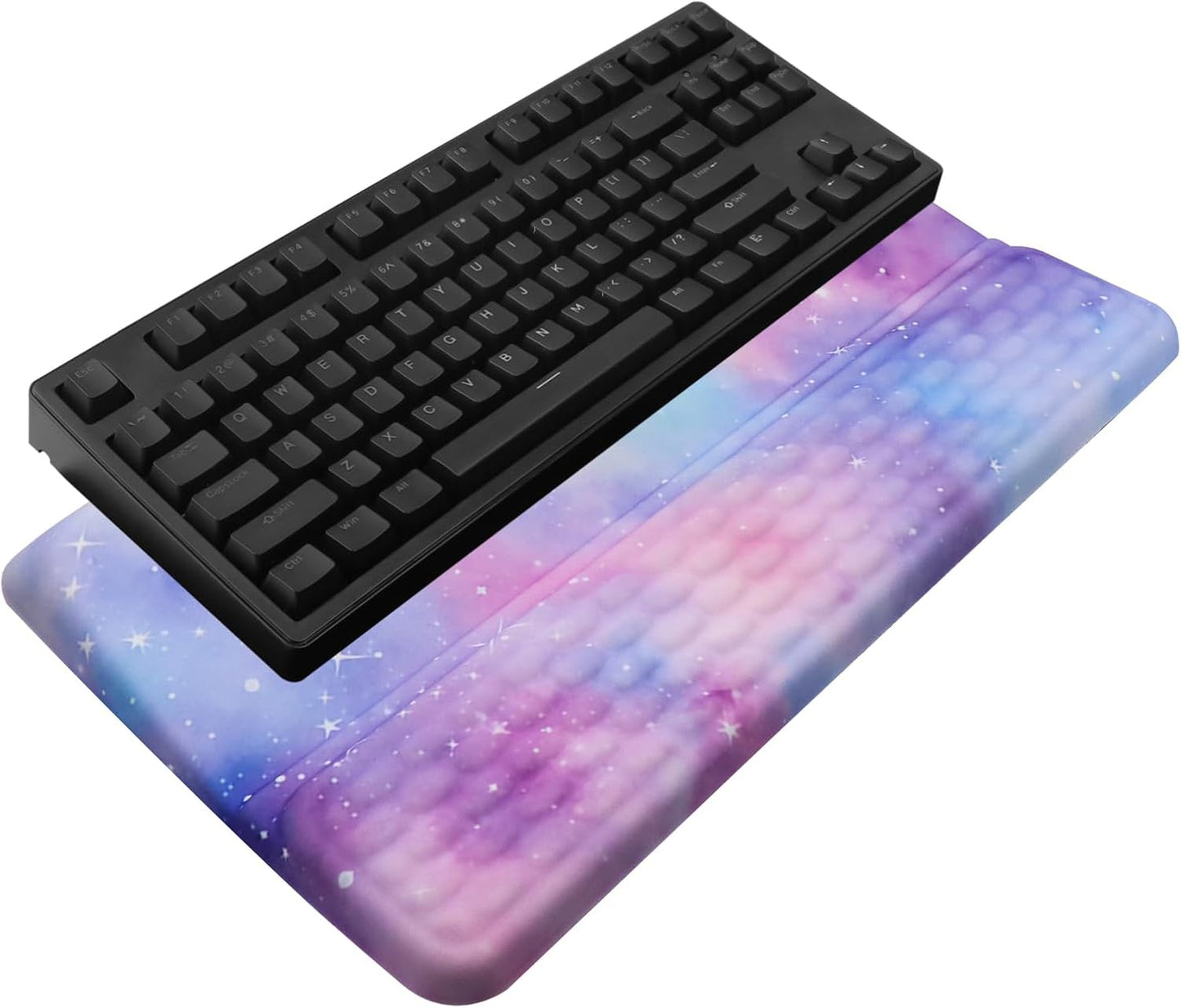 Computer Keyboard Stand with Wrist Rest, Ergonomic Tilted Keyboard Holder - Keyboard Riser with Wrist Pad - Keyboard Tray Support for Office Home - Black