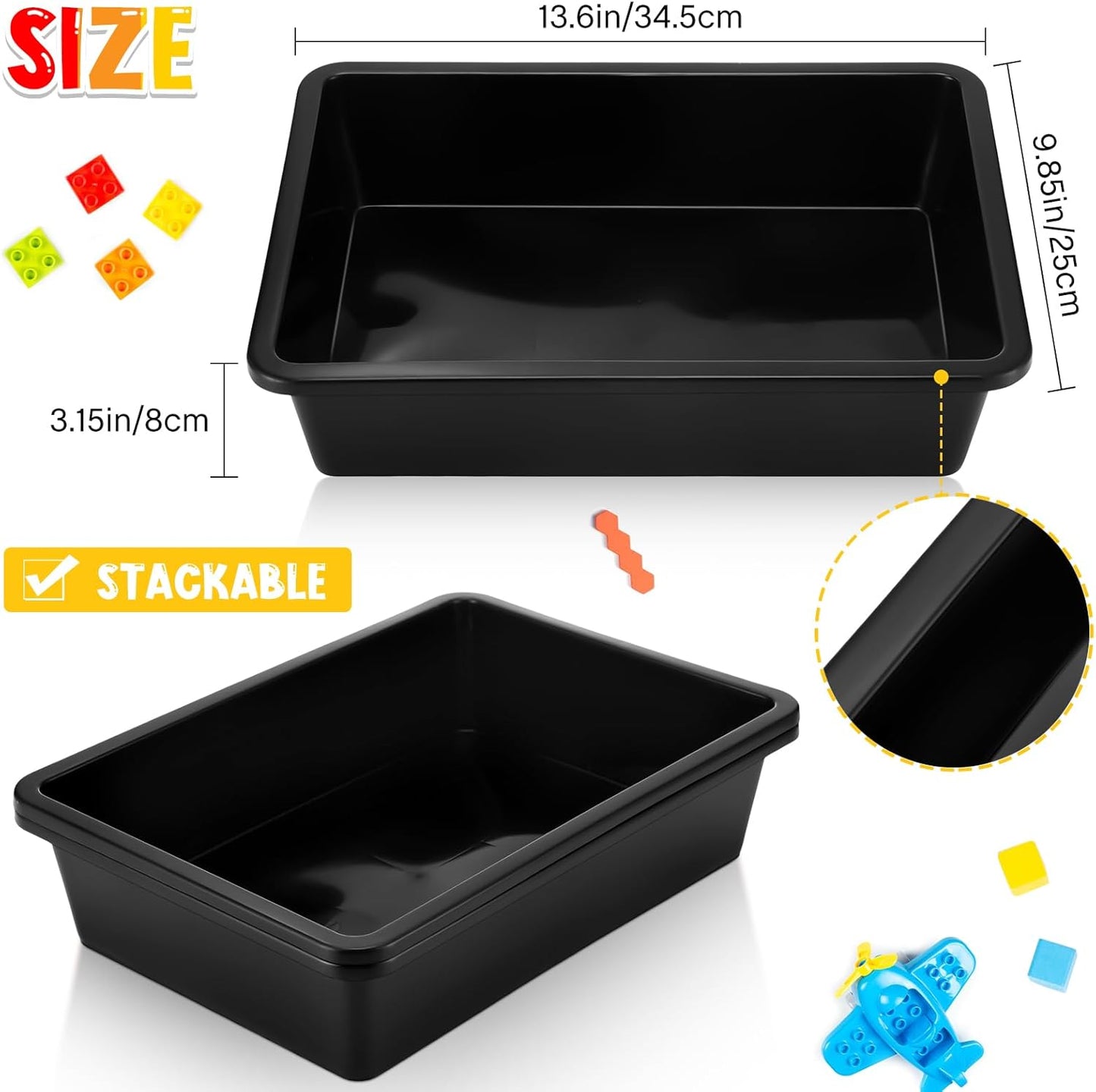 Hoteam 10 Pcs Flat Storage Organizer Tray Bin Paper Tray for Classroom Plastic Stackable File Organizer for School Office Teacher Book Organization(Clear,13.78 x 9.84 x 3.15 Inch)