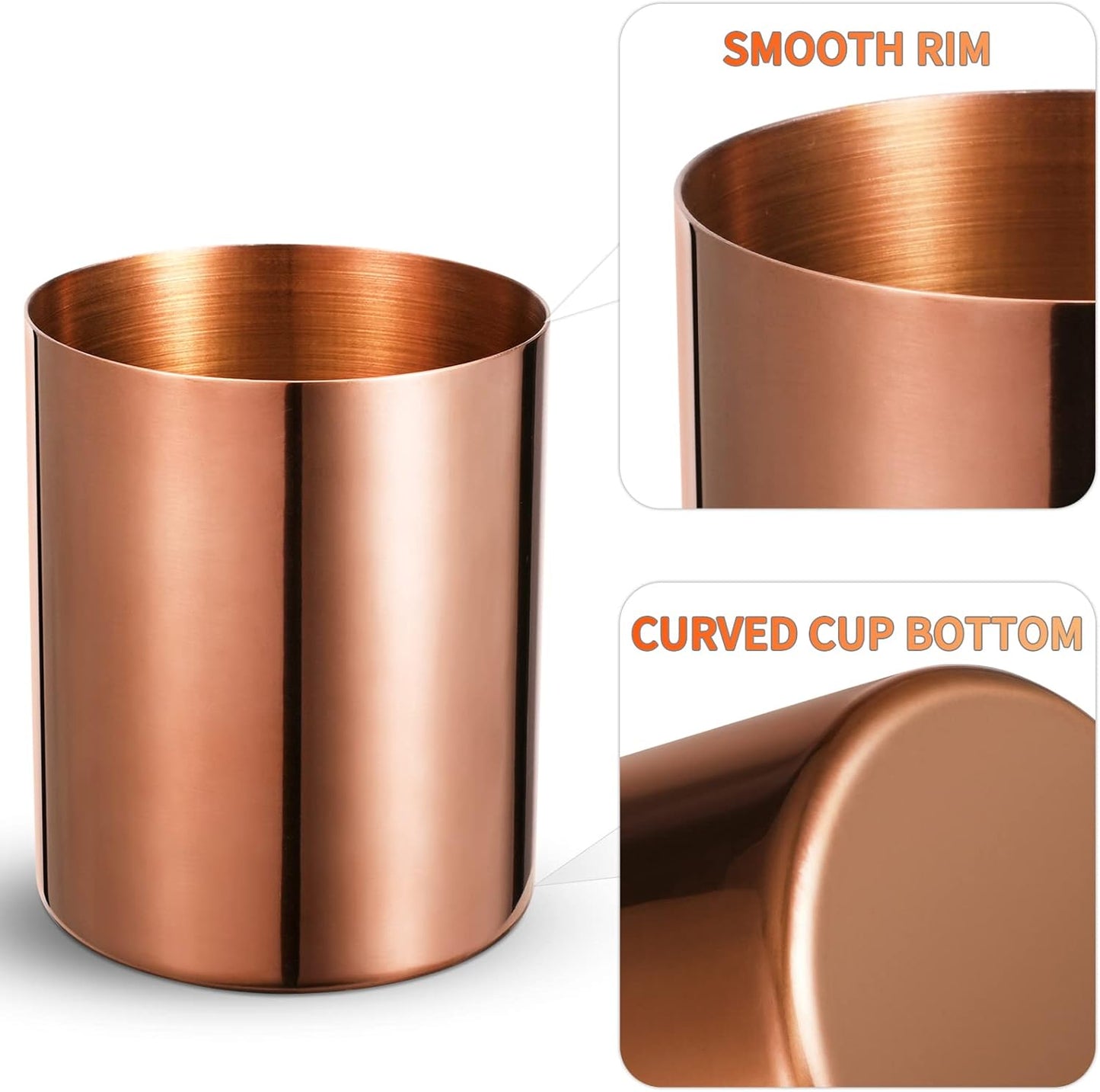 Gold Pencil Holder for Desk, 304 Stainless Steel Pencil Cup, Pen Holder Cup, Pen Pot, Makeup Brush Holder, Desktop Accessory Stationery Organizer