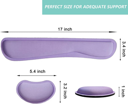 Keyboard Wrist Rest Mouse Wrist Support Set, Memory Foam Wrist Rest Pad for Computer Laptop Keyboard Mouse, Ergonomic Wrist Cushion Support for Typing Pain Relief, Gaming Home Office, Purple